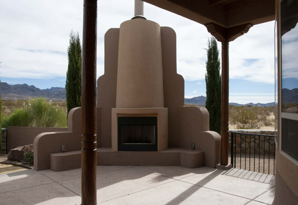 outdoor fireplace in las cruces home